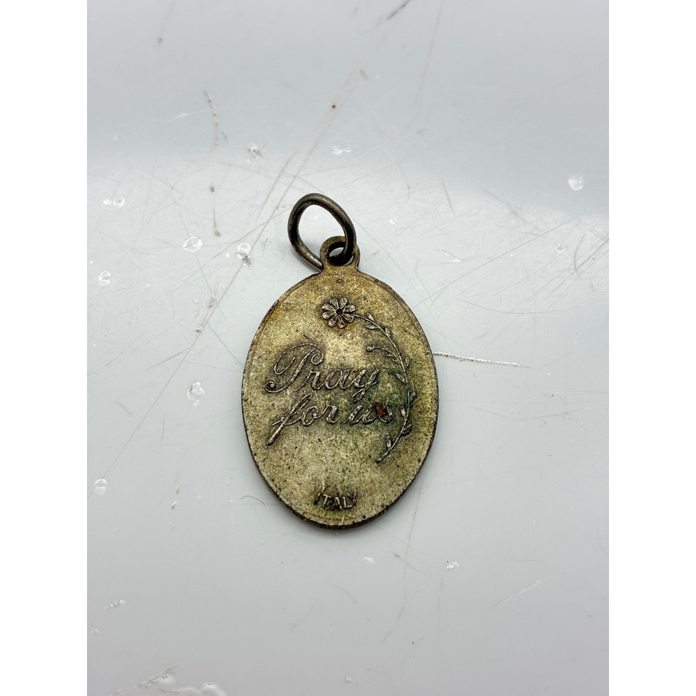 Vintage Religious Pendant Lot Red Resin and Gold Tone Cross St Christopher - Picture 9 of 10